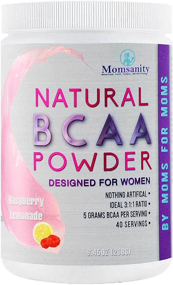 Momsanity BCAA Powder Preworkout for Women - Naturally Sweetened with Stevia, Erythritol, & Monk Fruit + Delicious Recipe Guide PDF | 40 Servings (Raspberry Lemonade)