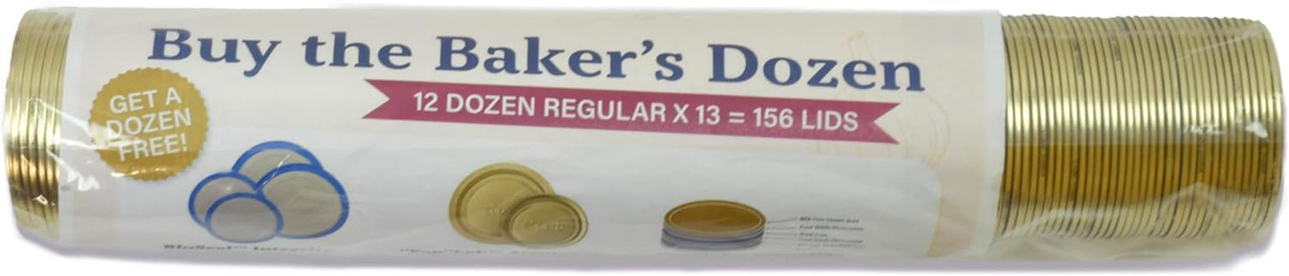 Superb Canning Lids \u2013 Regular Mouth Mason Jar Lids \u2013 Baker\u2019s Dozen\/Bulk Package of 156 Lids \u2013 Made in the USA