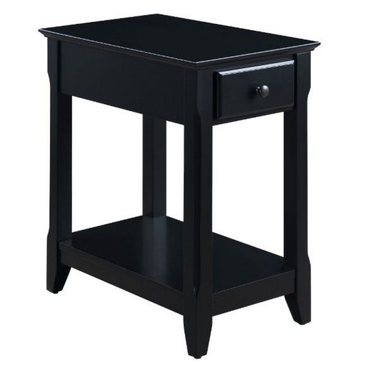 Accent Table with 1 Drawer and Bottom Shelf, Black