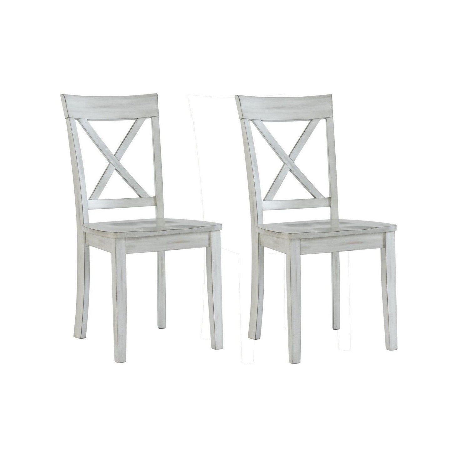 Wooden Dining Chair with X Shaped Back, Set of 2, White