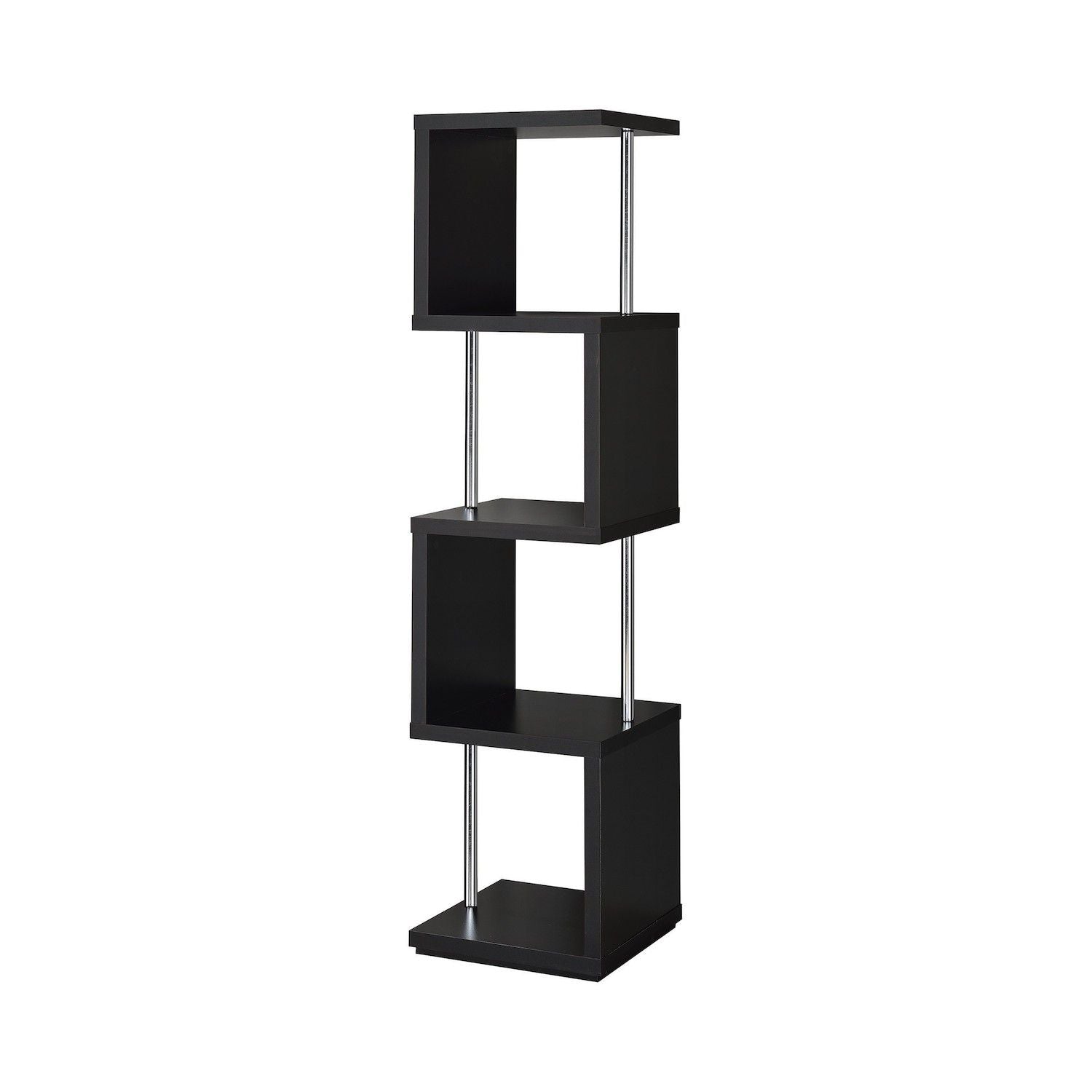 Well made Four Tier Wood And Metal Bookcase, Black