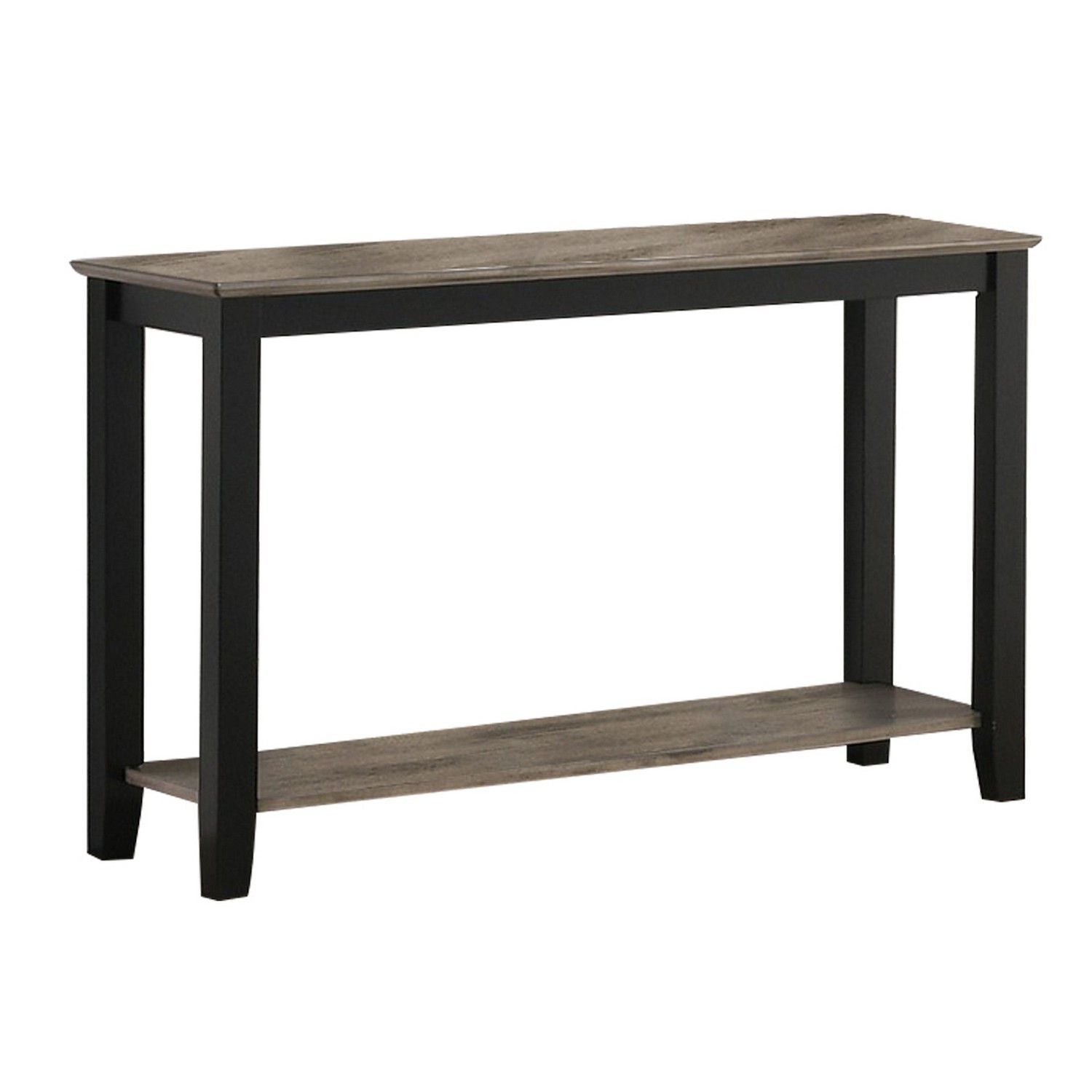 Wooden Console Table with One Open Shelf, Black and Gray