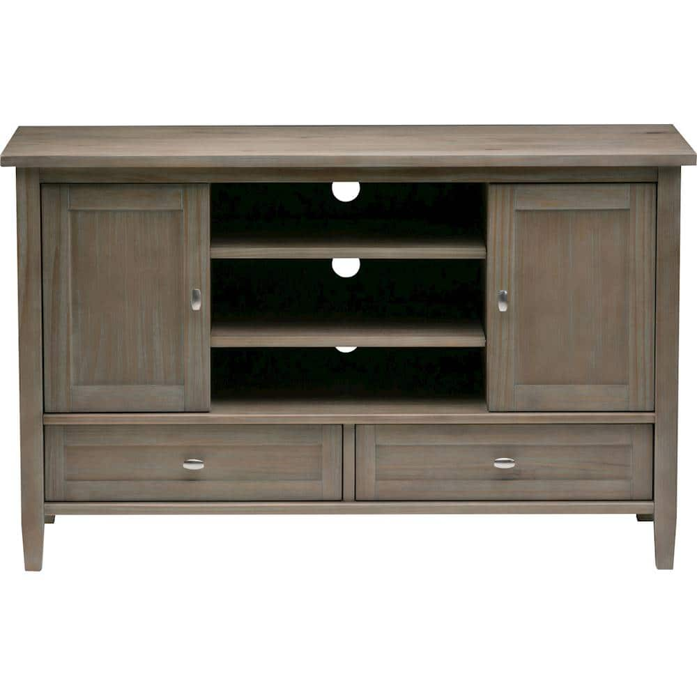 Warm Shaker SOLID WOOD 47 inch Wide Transitional TV Media Stand in Distressed Grey For TVs up to 50 inches