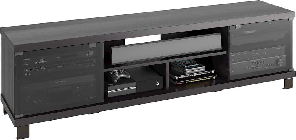 Holland Black Wooden Extra Wide TV Stand, for TVs up to 85"