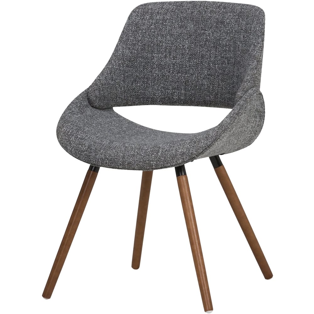 Malden Mid Century Modern Bentwood Dining Chair in Grey Woven Fabric