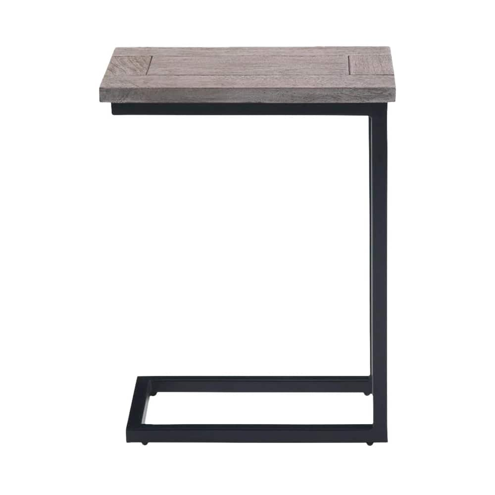 Skyler SOLID MANGO WOOD and Metal 18 inch Wide Rectangle Industrial C Side Table in, Fully Assembled