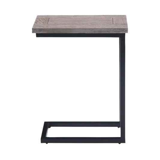 Skyler SOLID MANGO WOOD and Metal 18 inch Wide Rectangle Industrial C Side Table in, Fully Assembled