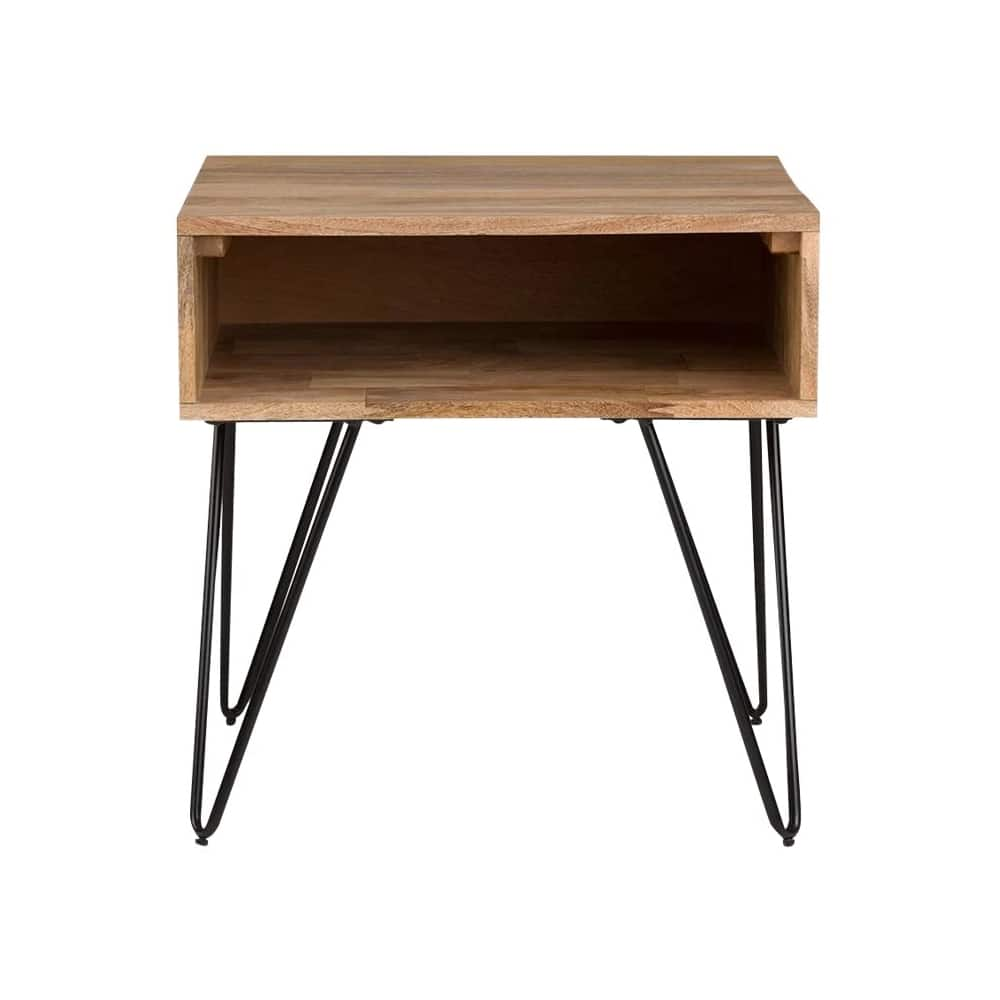 Hunter SOLID MANGO WOOD and Metal 22 inch Wide Square Industrial End Side Table in