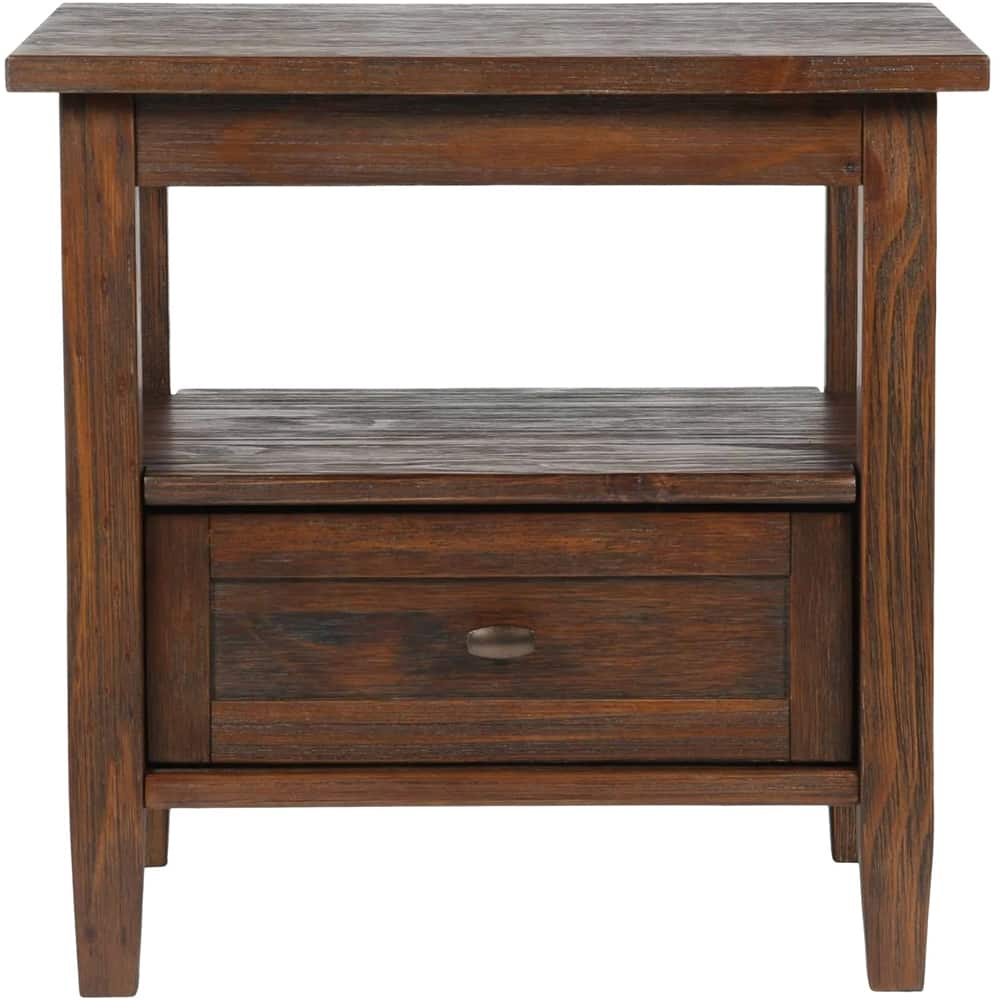 Warm Shaker SOLID WOOD 20 inch Wide Rectangle Transitional End Table in