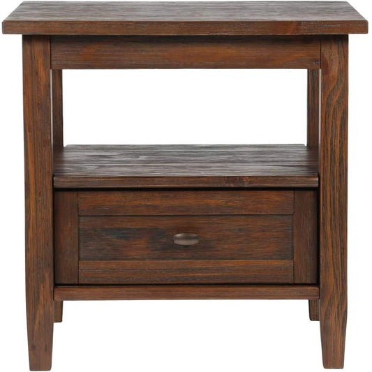 Warm Shaker SOLID WOOD 20 inch Wide Rectangle Transitional End Table in