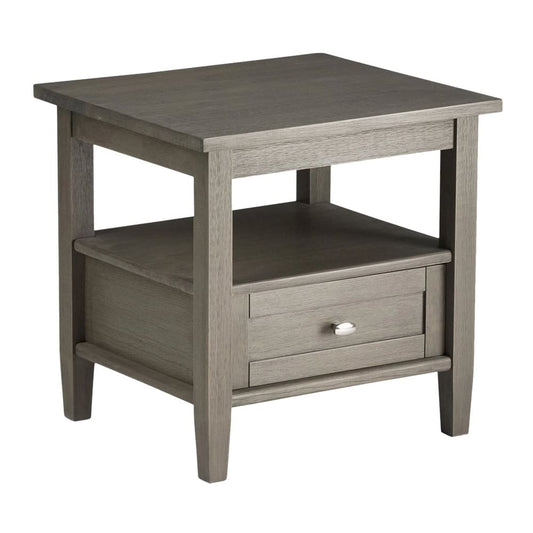 Warm Shaker SOLID WOOD 20 inch Wide Rectangle Transitional End Side Table in Farmhouse Grey