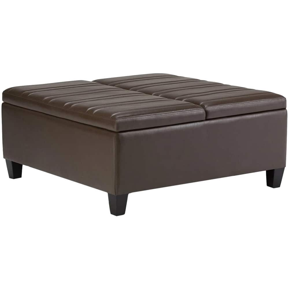 Ellis Contemporary Wood/Polyurethane Faux Leather Ottoman