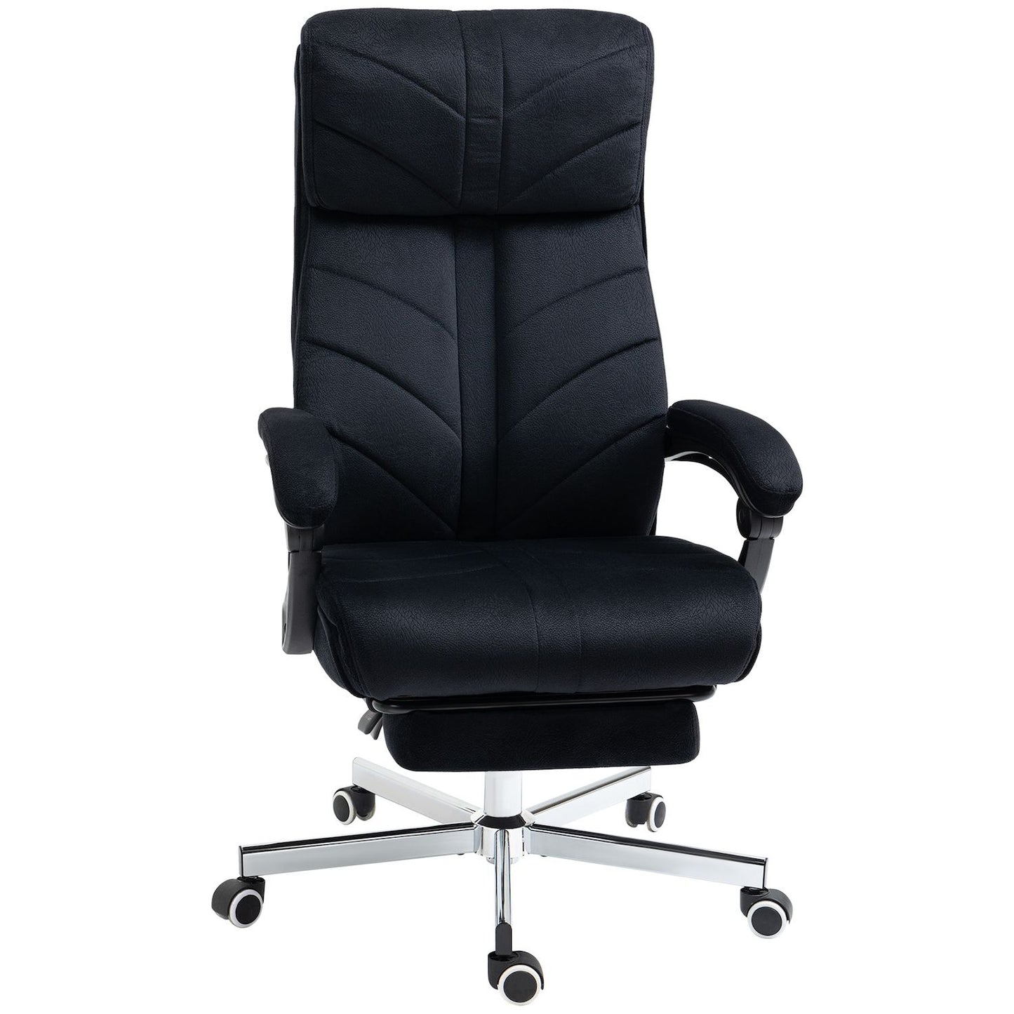 Vinsetto High-Back Executive Office Chair with Footrest, Microfiber Computer Chair with Reclining Function and Armrest, Ergonomic Office Chair, Black