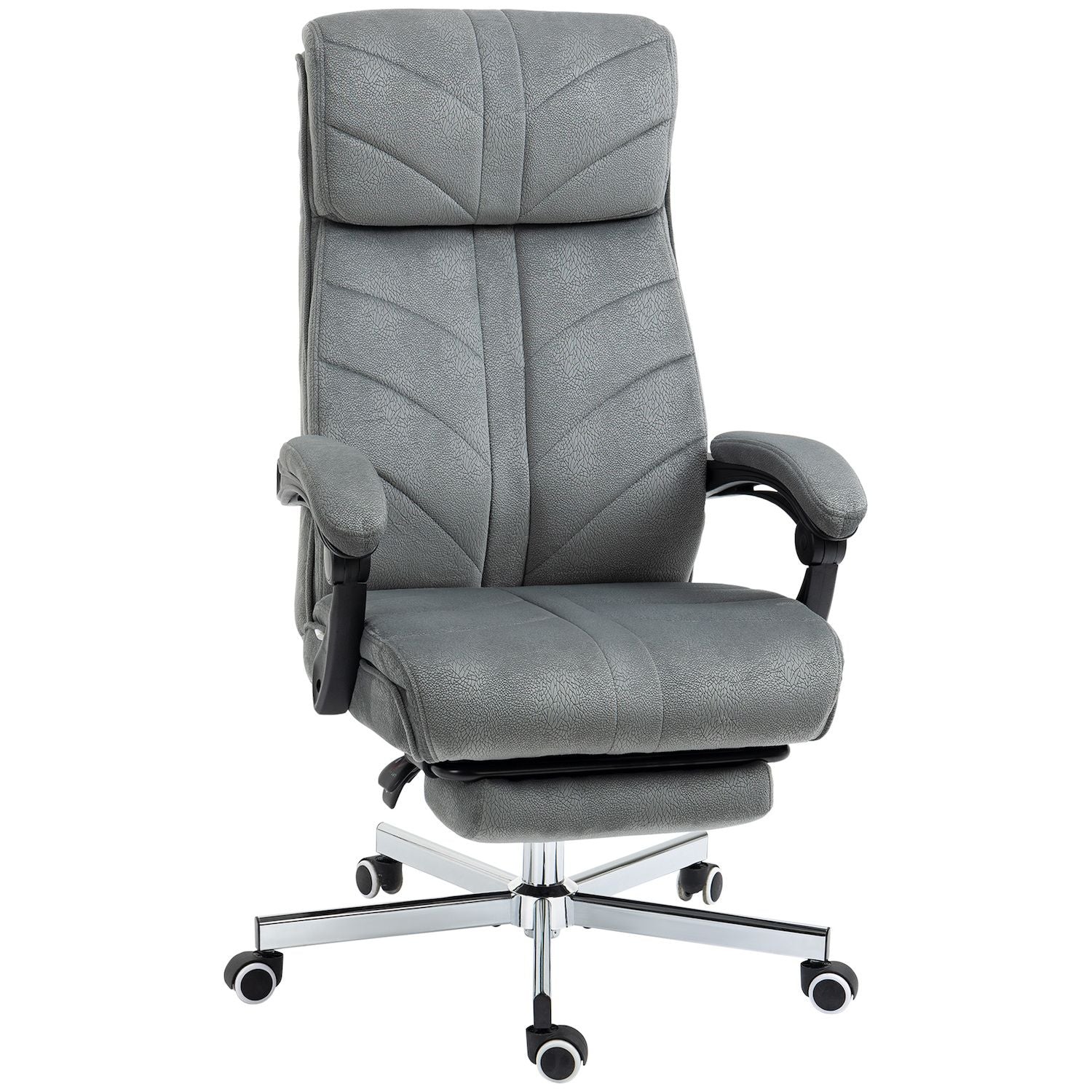 Vinsetto High-Back Executive Office Chair with Footrest, Microfiber Computer Chair with Reclining Function and Armrest, Ergonomic Office Chair, Gray