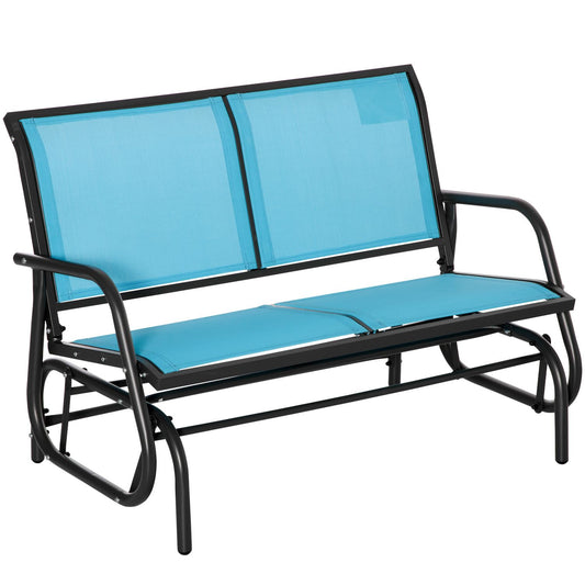 2-person Outdoor Glider Bench Double Rocking Chair For Patio Garden Porch Blue