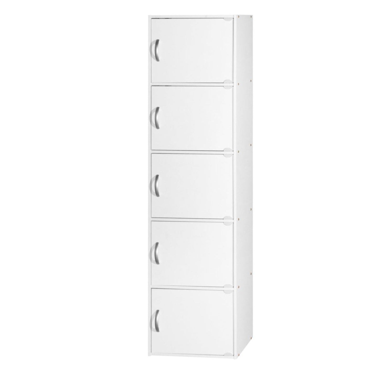 59 White Contemporary 5 Shelves with 5 Doors Multi Purpose Bookcase