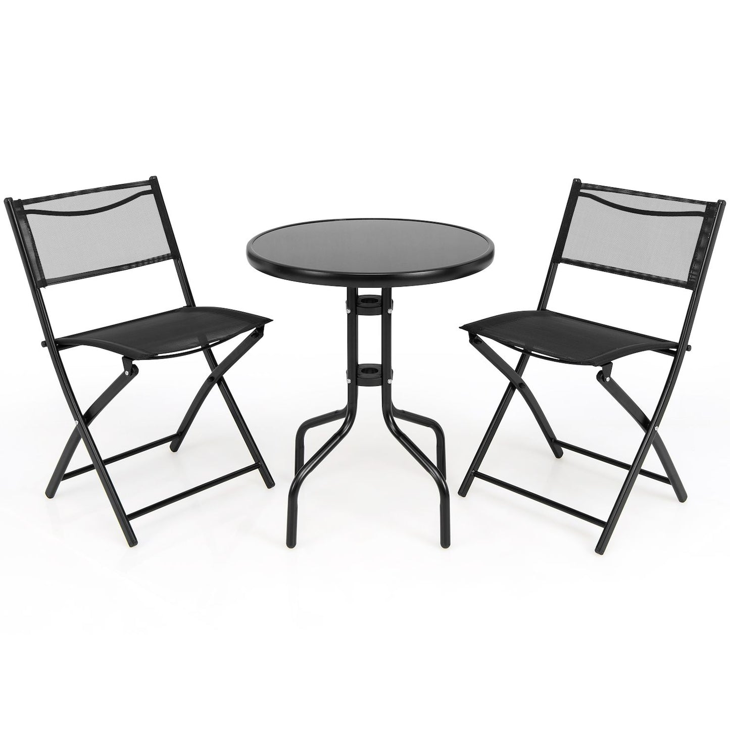 3 Pieces Folding Bistro Table Chairs Set for Indoor and Outdoor