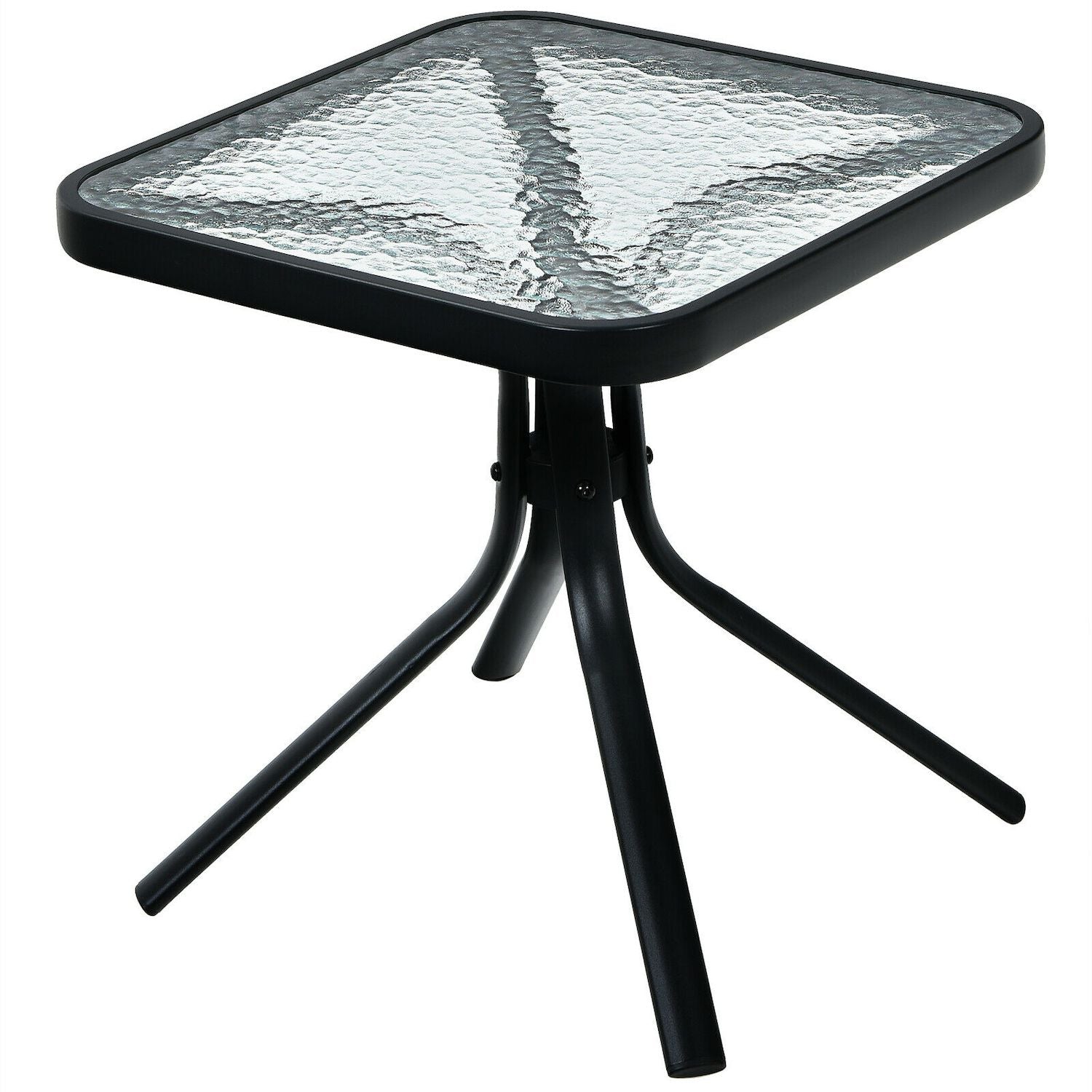 18 Inch Patio Coffee Side Table with Tempered Glass