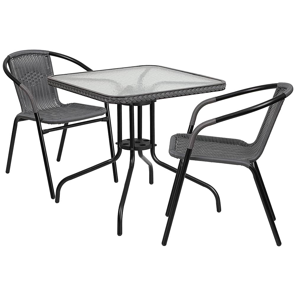 Lila Outdoor Square Contemporary Metal 3 Piece Patio Set