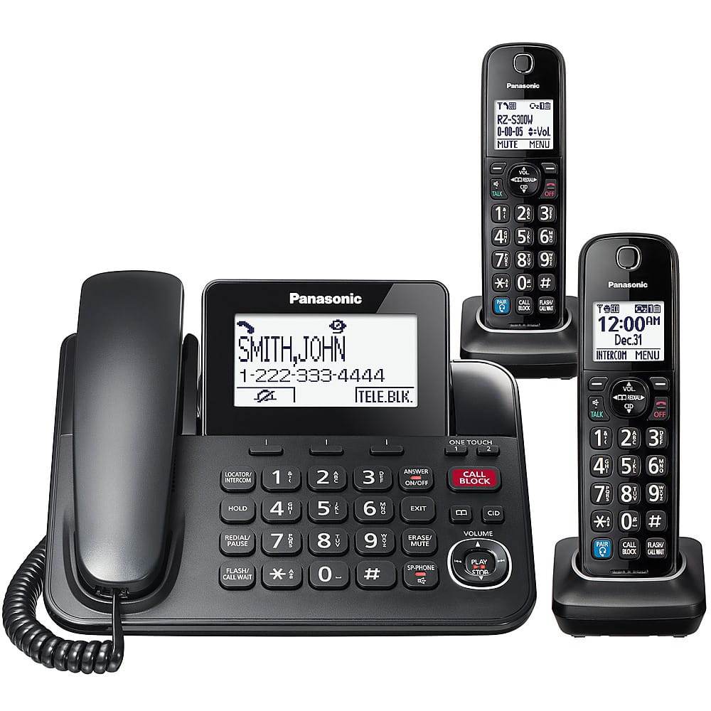 KX-TGF892B DECT 6.0 Expandable Corded/Cordless Phone System with Bluetooth Pairing for Wireless Headphones