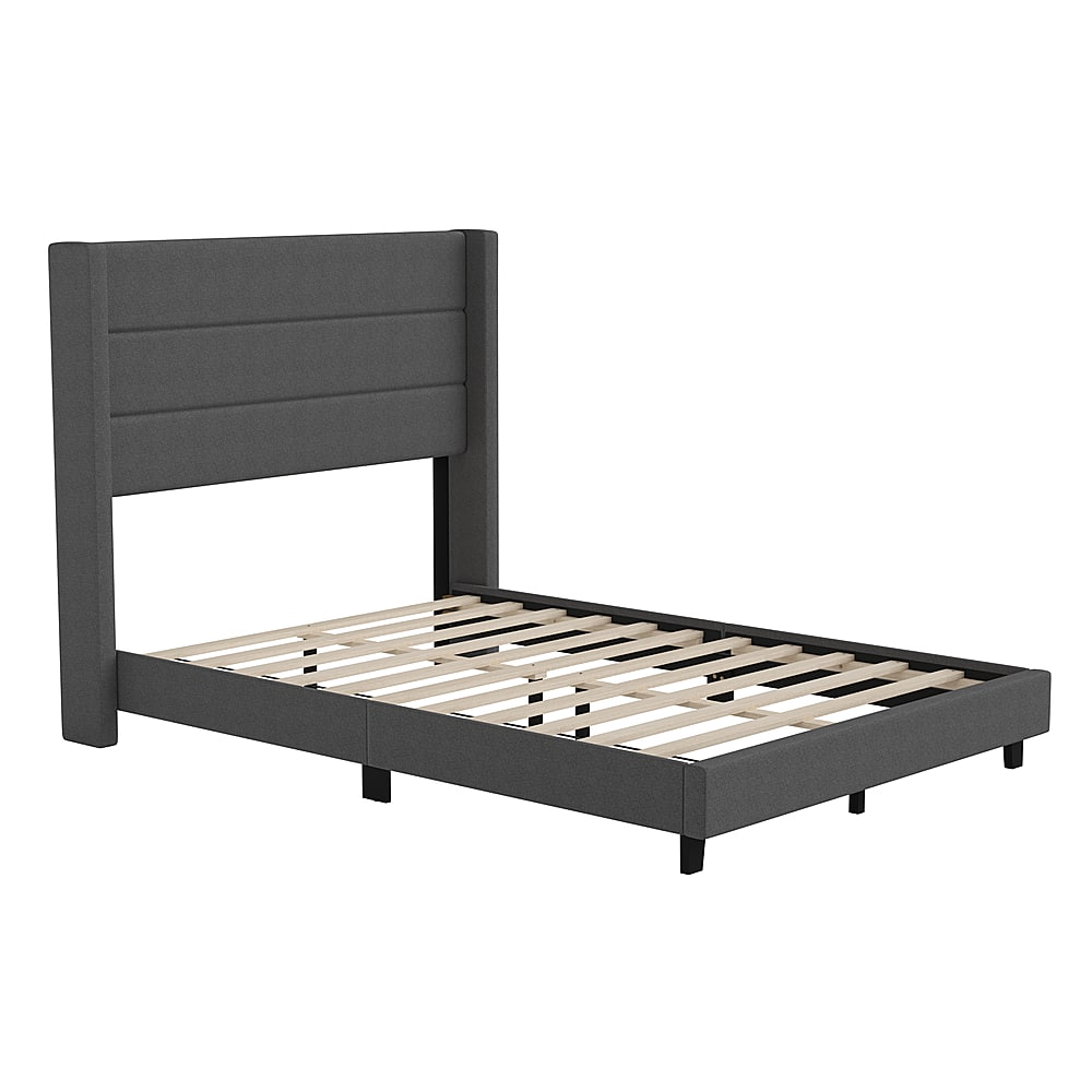 Hollis Full Size Upholstered Platform Bed with Wingback Headboard