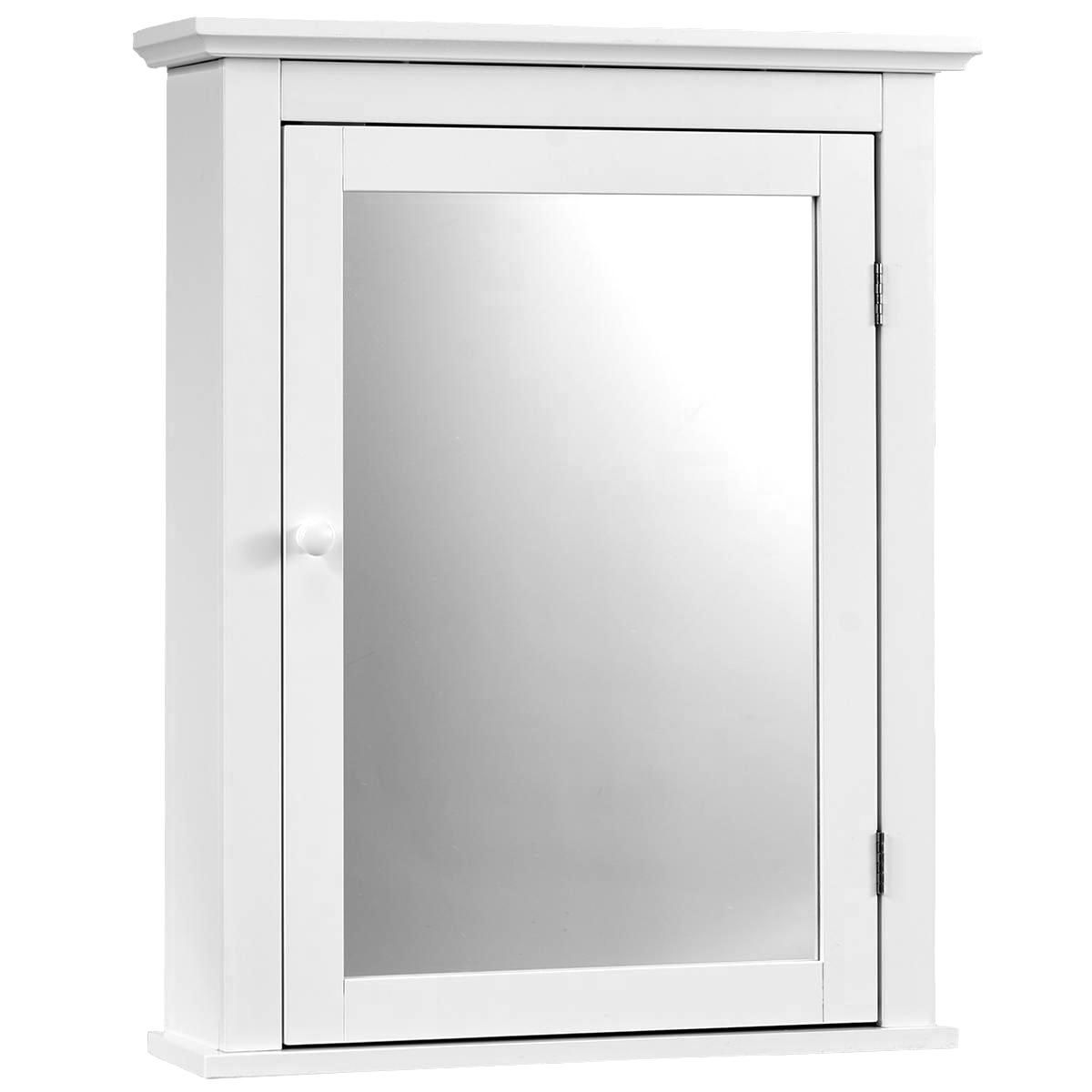 Wall Mounted Bathroom Mirror Cabinet with 5-level Height-adjustable Shelf