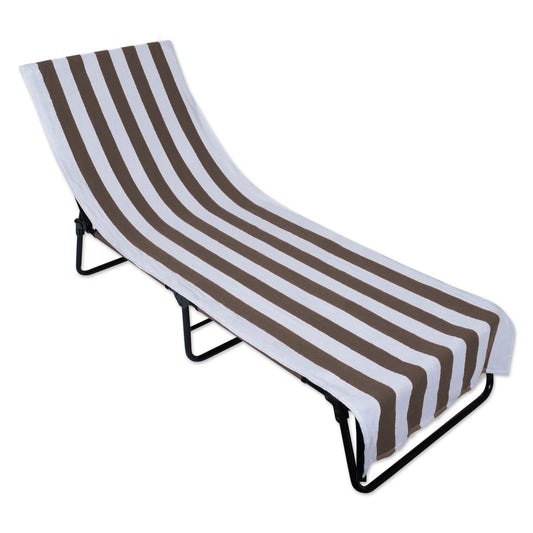 82 Stone Gray and White Striped Rectangular Lounge Chair Beach Towel