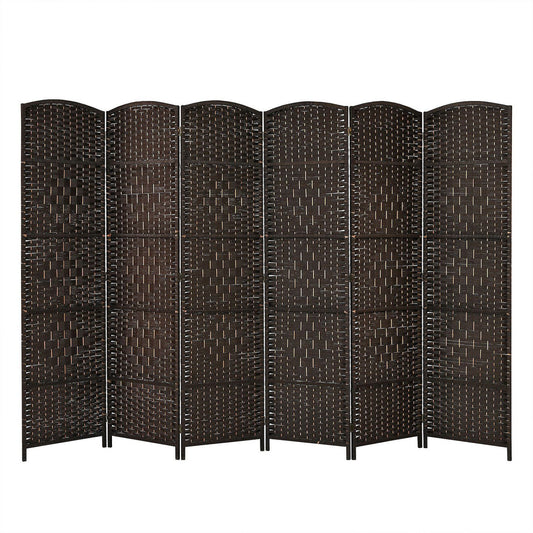 6Ft 6-Panel Weave Folding Fiber Room Divider Screen