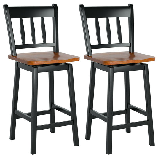 24.5 Inches Set of 2 Swivel Bar Stools with 360° Swiveling