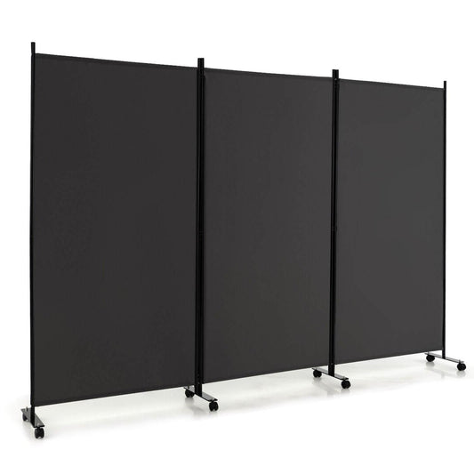 3 Panel Folding Room Divider with Lockable Wheels