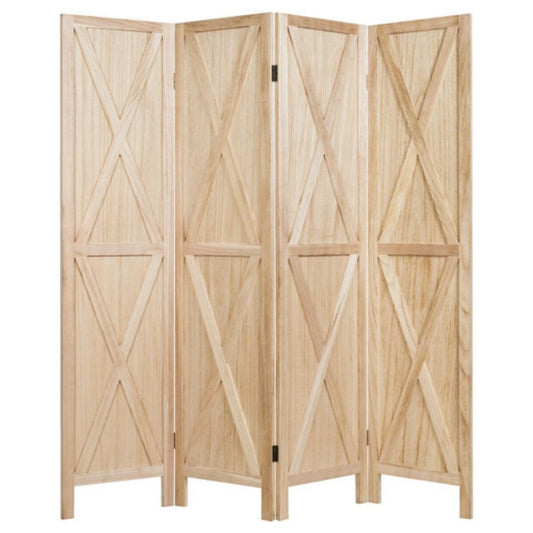 5.6 Ft 4 Panels Folding Wooden Room Divider