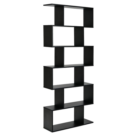 6 Tier S-Shaped Bookshelf Storage Display Bookcase Decor Z-Shelf