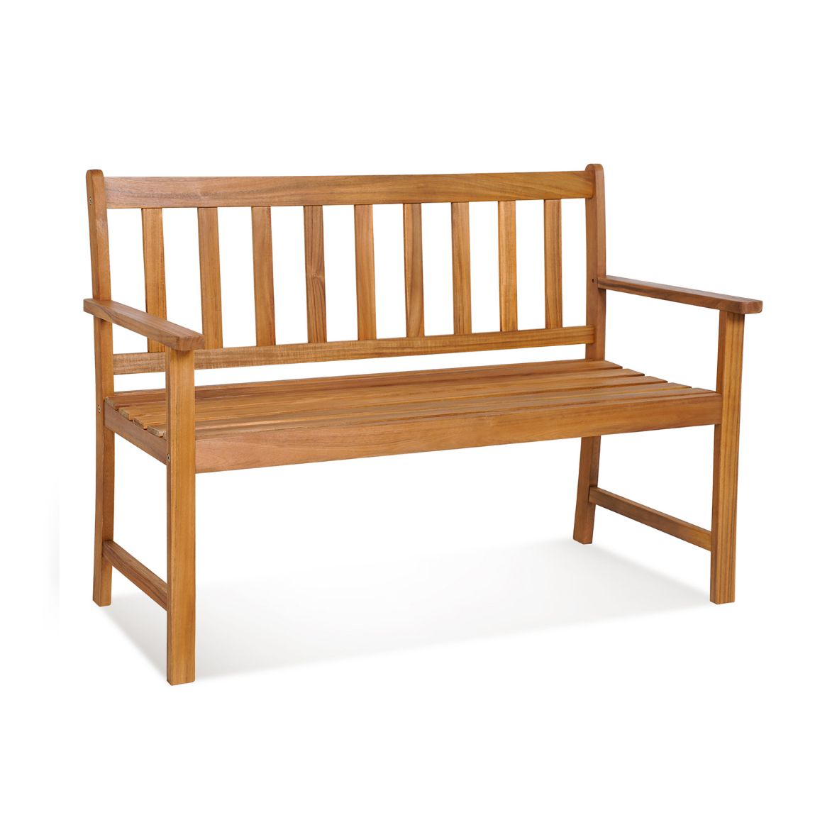 2-Person Outdoor Acacia Wood Bench with Backrest