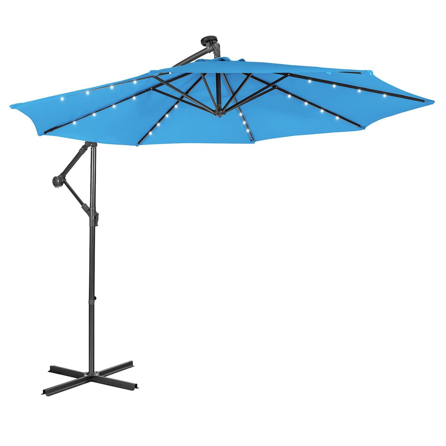 10 Feet Patio Solar Powered Cantilever Umbrella with Tilting System