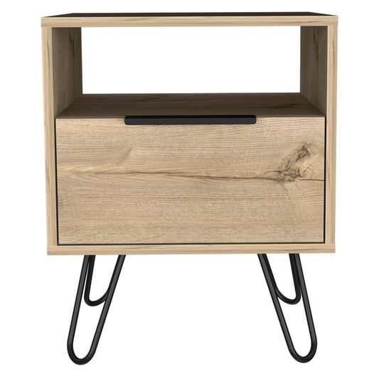 Vienna Nightstand, Shelves, Hairpin Legs