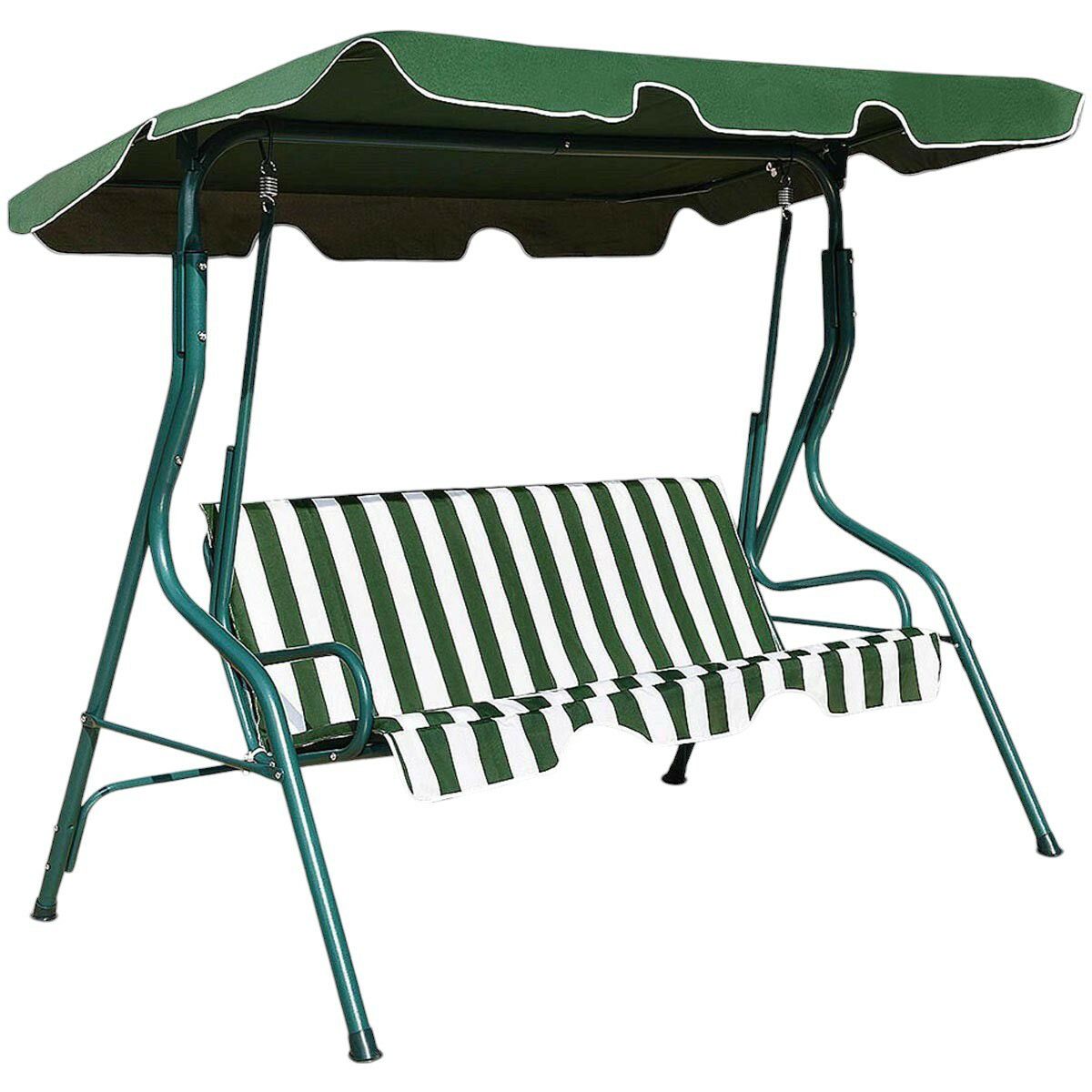 3 Seats Patio Canopy Cushioned Steel Frame Swing Glider Hammock