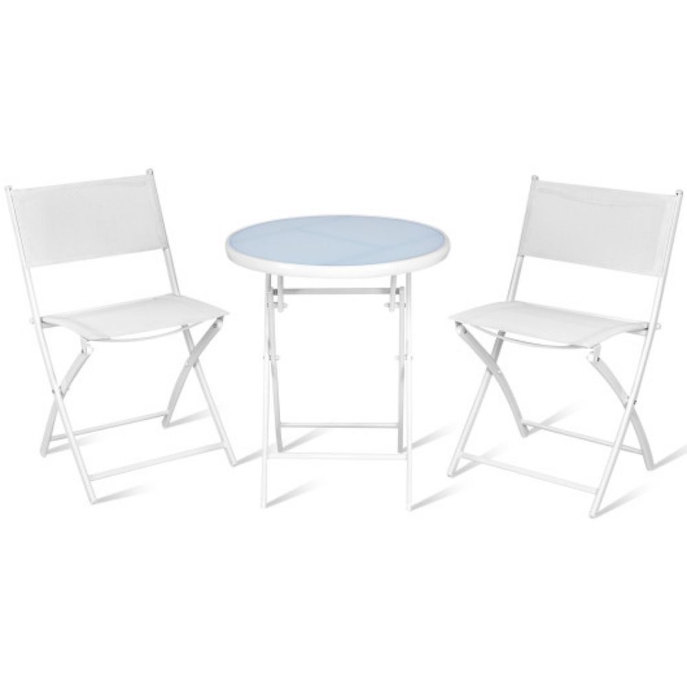 3 Pieces Patio Folding Bistro Set for Balcony or Outdoor Space