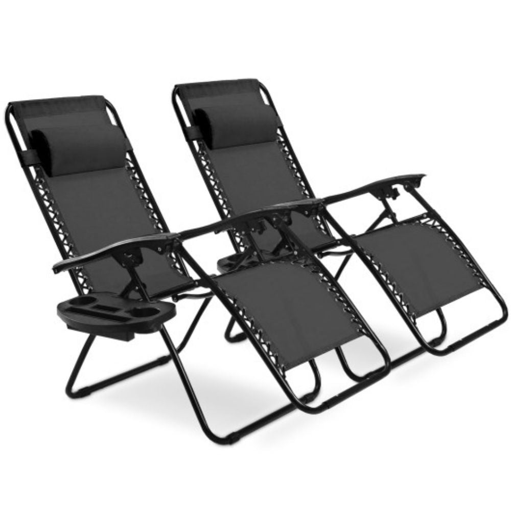 2 Pieces Folding Recliner Zero Gravity Lounge Chair