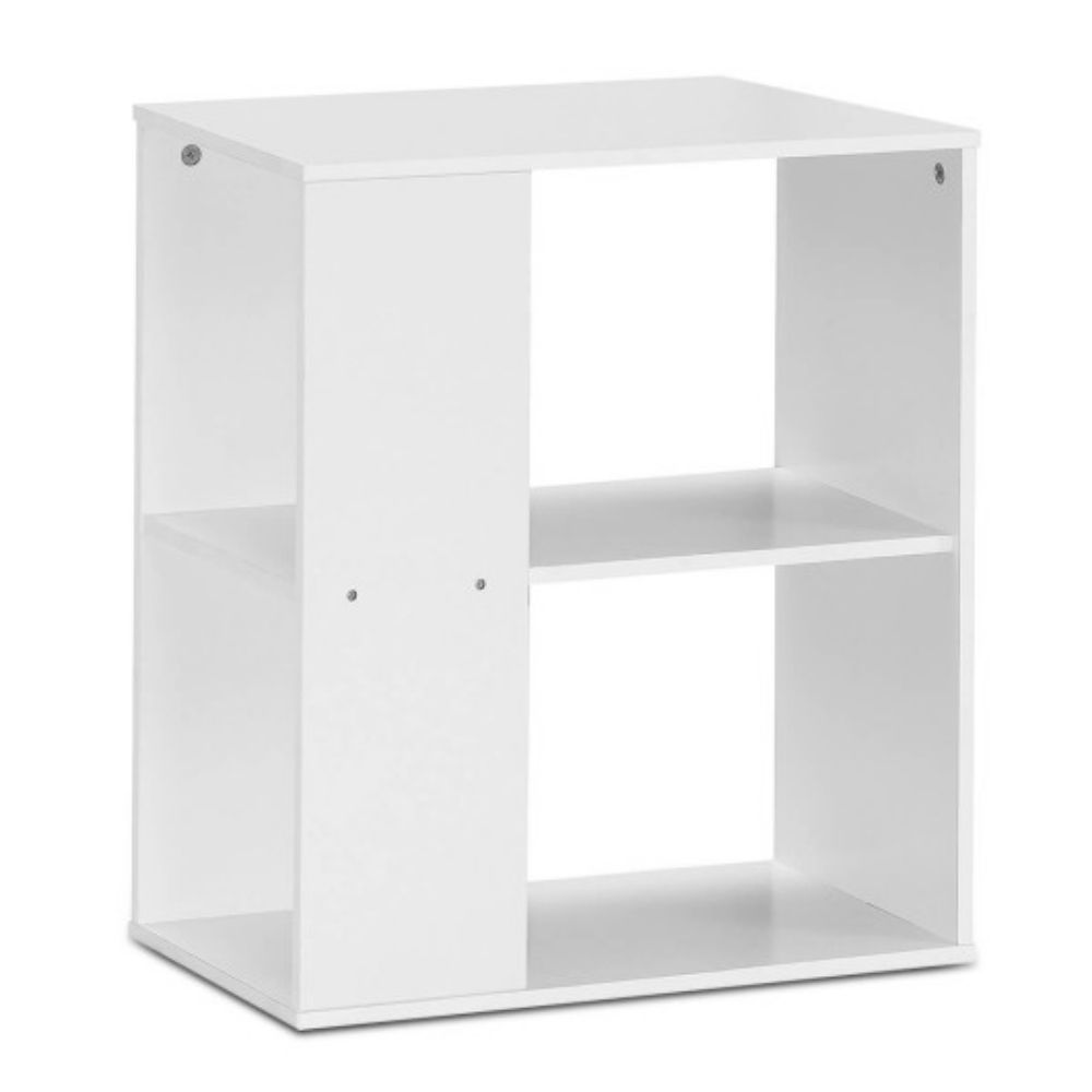 2-Tier Side End Table with Storage Shelves