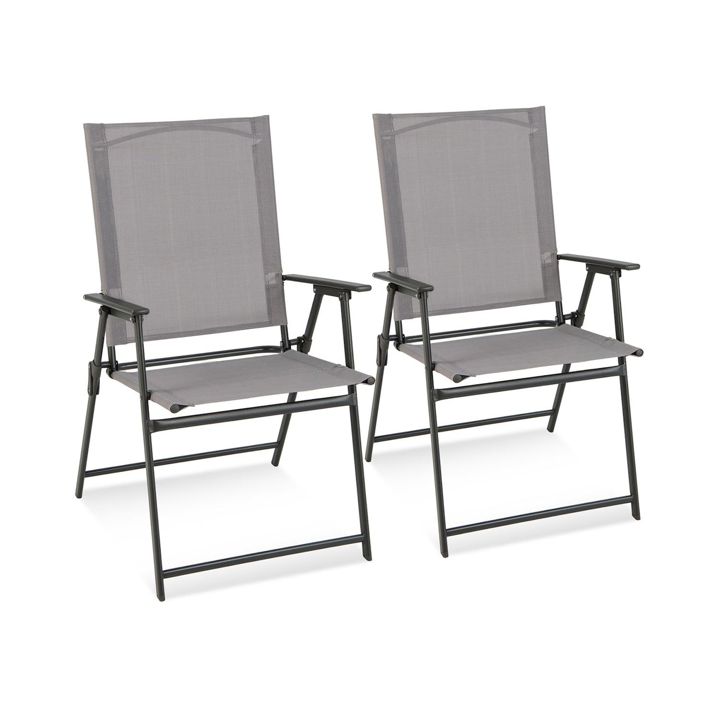 2 Pieces Patio Folding Chairs With Armrests For Deck Garden Yard