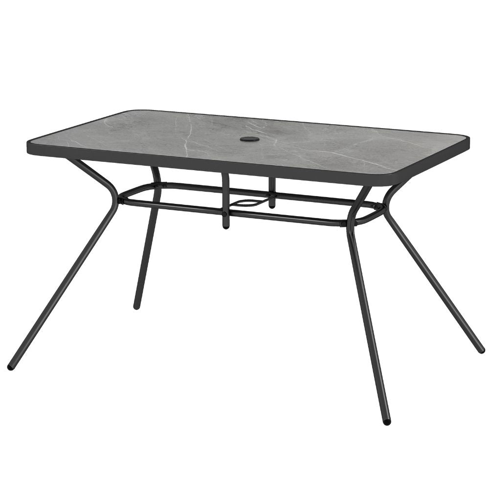 49 Inch Patio Rectangle Dining Table with Umbrella Hole