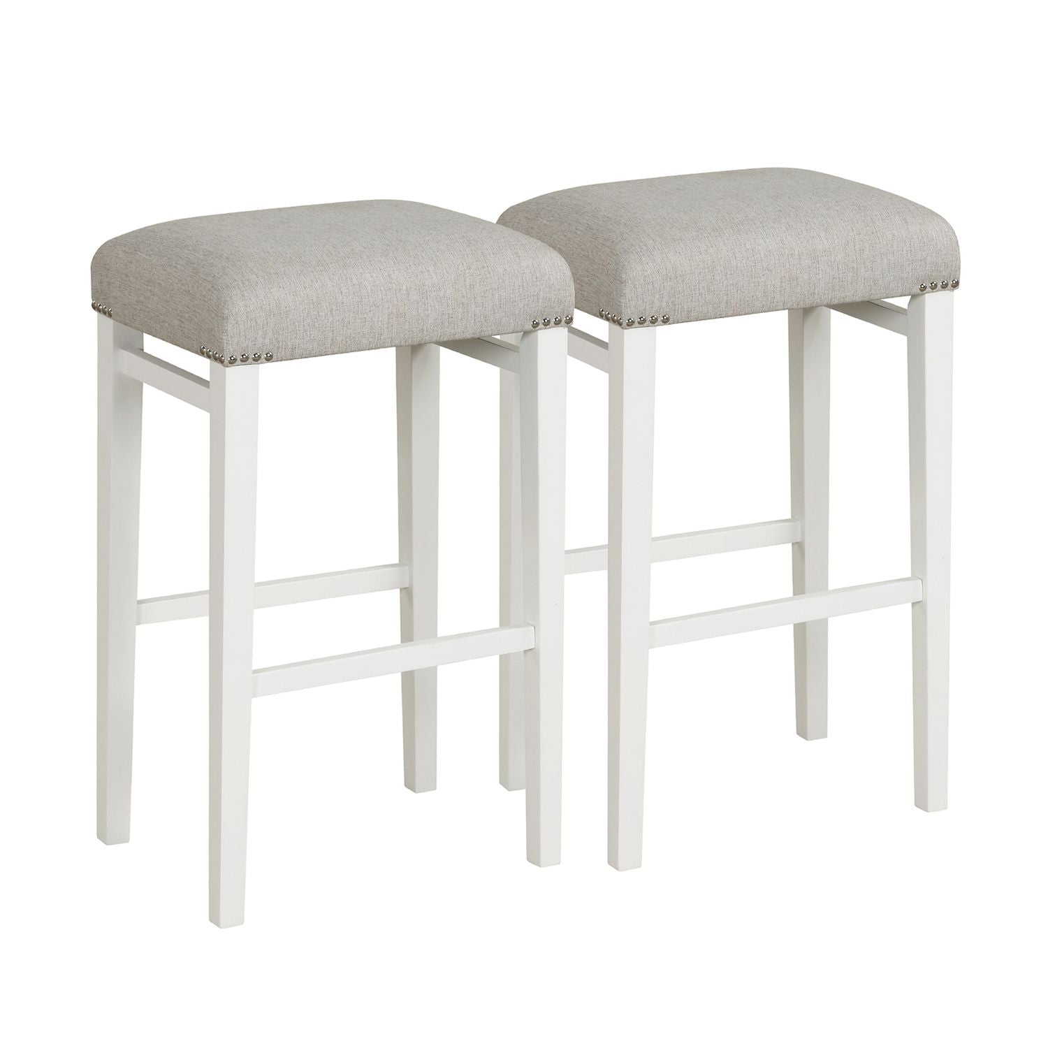 2 Pieces Backless Barstools with Padded Seat Cushions