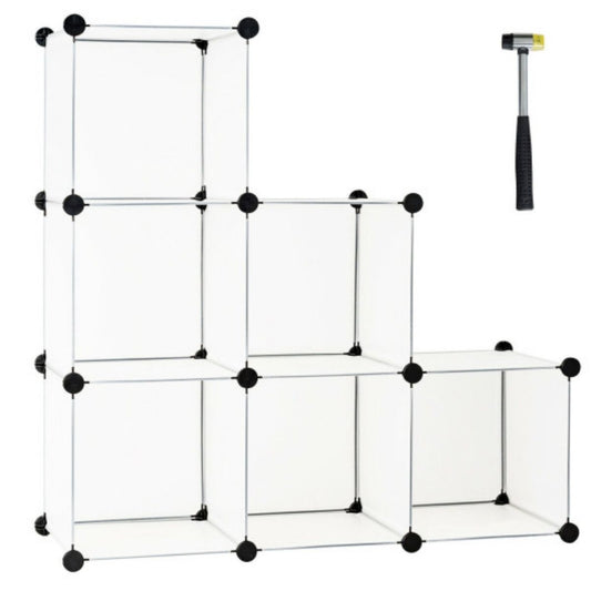 6 Cube Plastic Storage Organizer-White