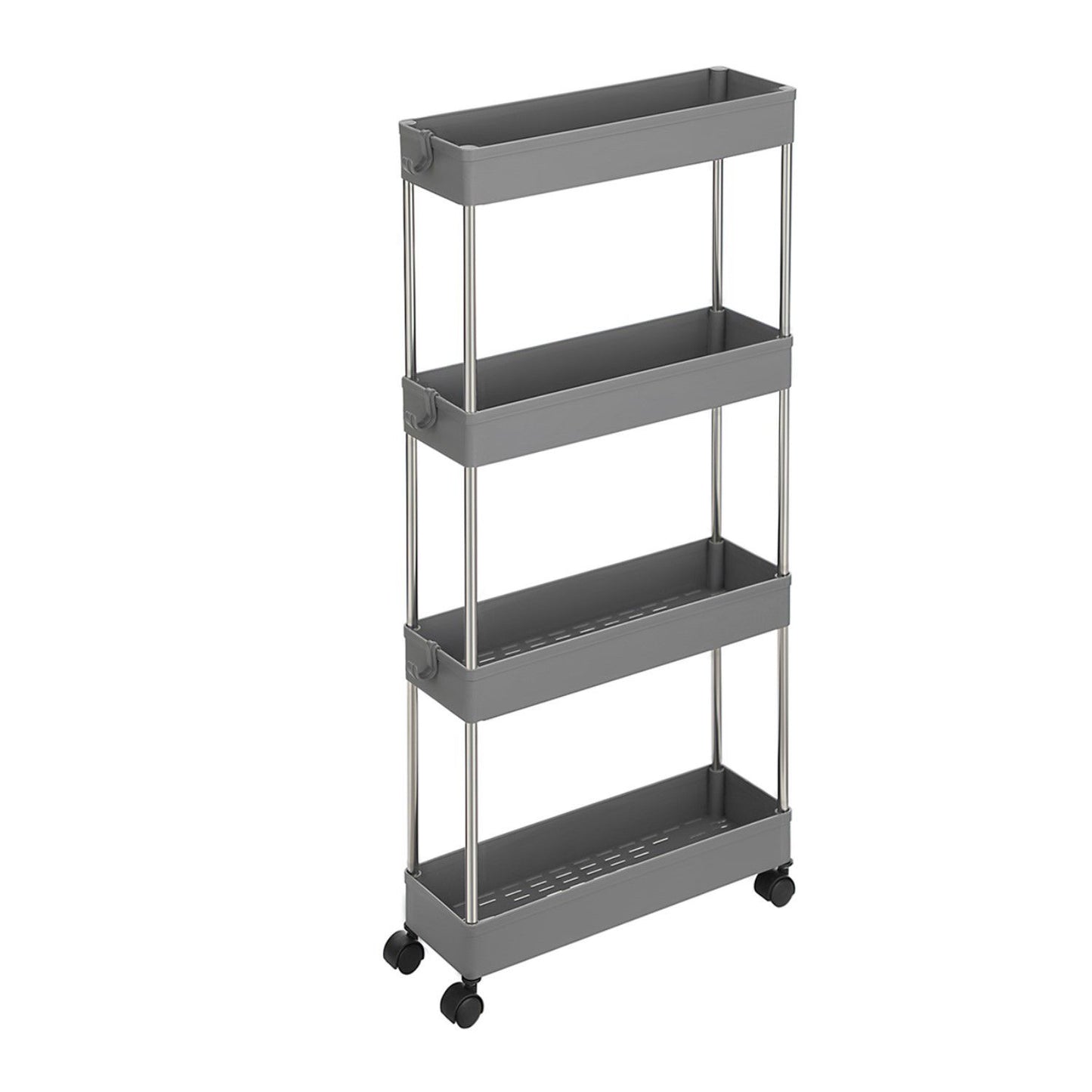 4-tier Slide Out Storage Cart, Slim Rolling Cart On Wheels, Slim Storage Cart