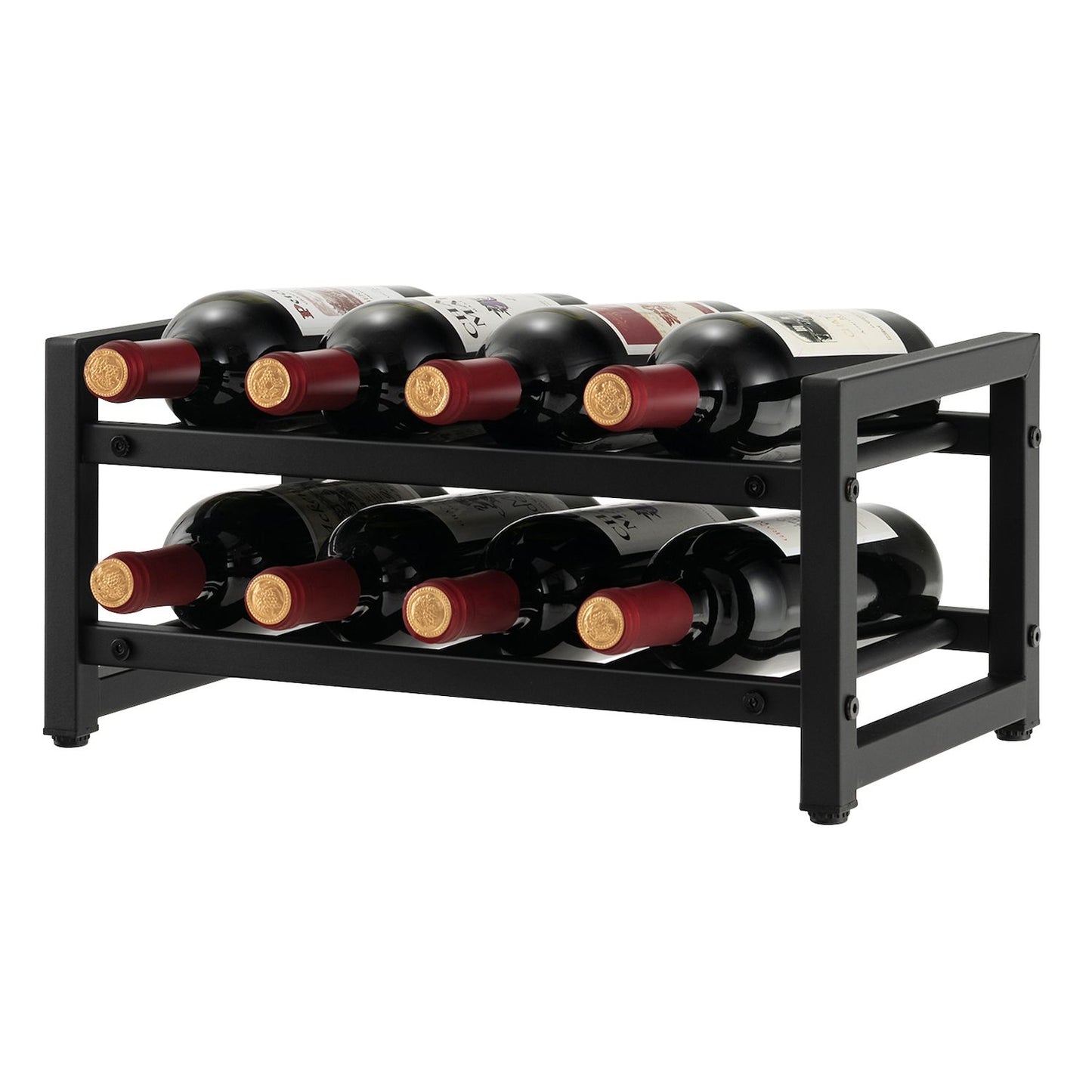 2-tier 8-bottle Display Wine Rackwith Adjustable Foot Pads