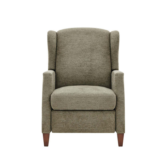 Wingback Fabric Push Back Recliner With Rivet Detailing, Single Sofa Chair With Side Pocket