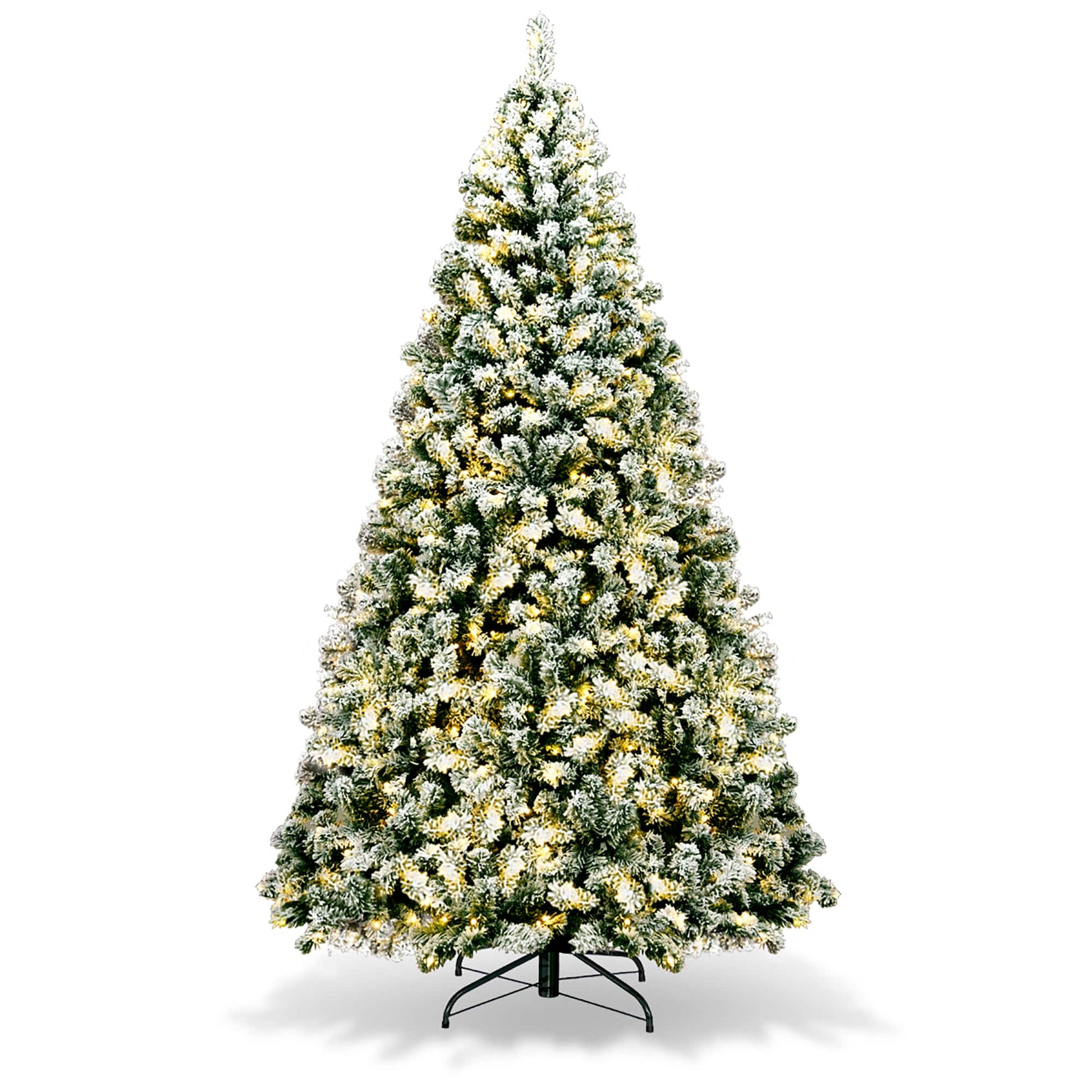 7.5Ft Pre-Lit Premium Snow Flocked Hinged Artificial Christmas Tree w/550 Lights