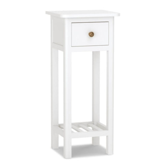 2 Tier Slim Nightstand Bedside Table With Drawer Shelf