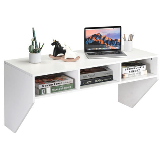 Wall Mounted Floating Computer Table Desk With Storage Shelve