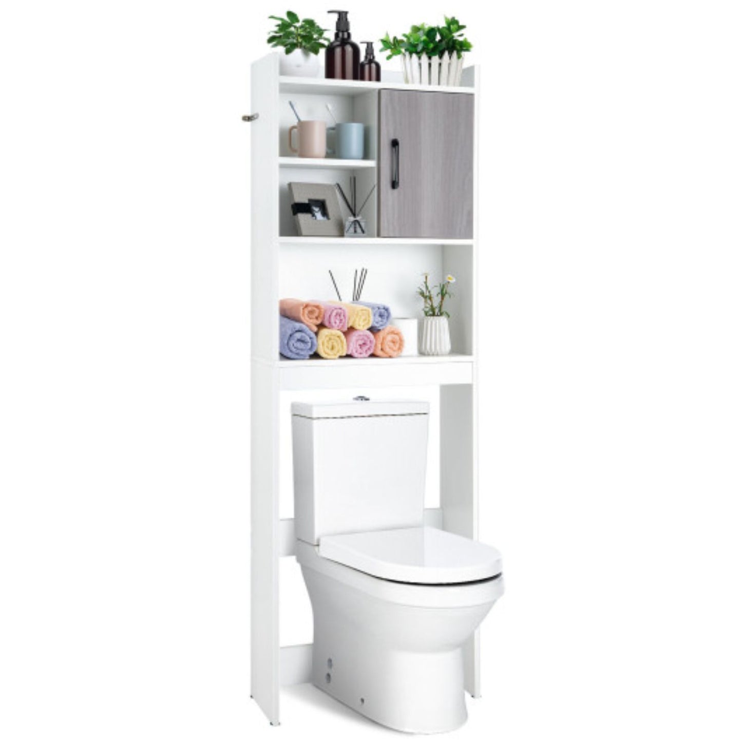 4-tier Space-saving Toilet Sorage Cabinet With Open Shelves